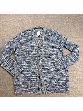 Banana Republic Mens Sweater Large Blue Heather Cardigan NEW